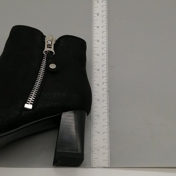 Monroe and Main Womens Boots Black Ankle Dual Zip Pointed Toe Block Heel 7.5 NEW - Picture 7 of 10